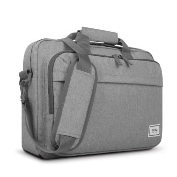 Solo New York RE: New Briefcase Laptop Tote Travel Messenger Bag Gray Unisex - Picture 2 of 14